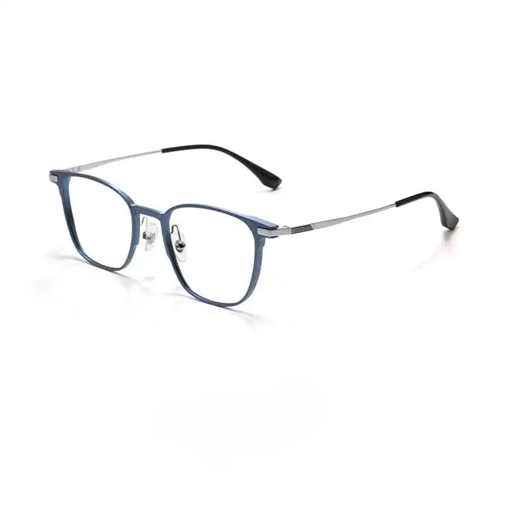 Summer Flower Men's Full Rim Square Acetate Titanium Eyeglasses 28559