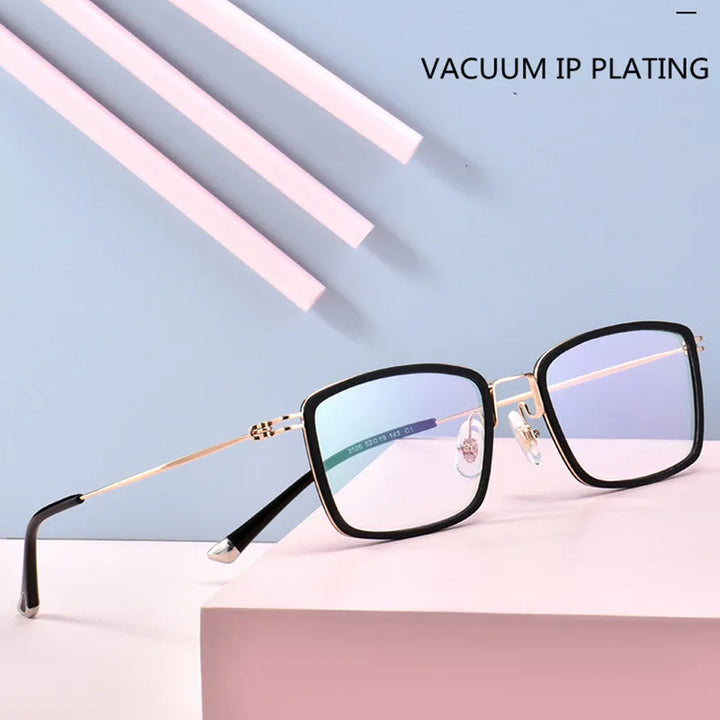 Kocolior Unisex Full Rim Acetate Alloy Square Hyperopic Reading Glasses 2526 Reading Glasses Kocolior   