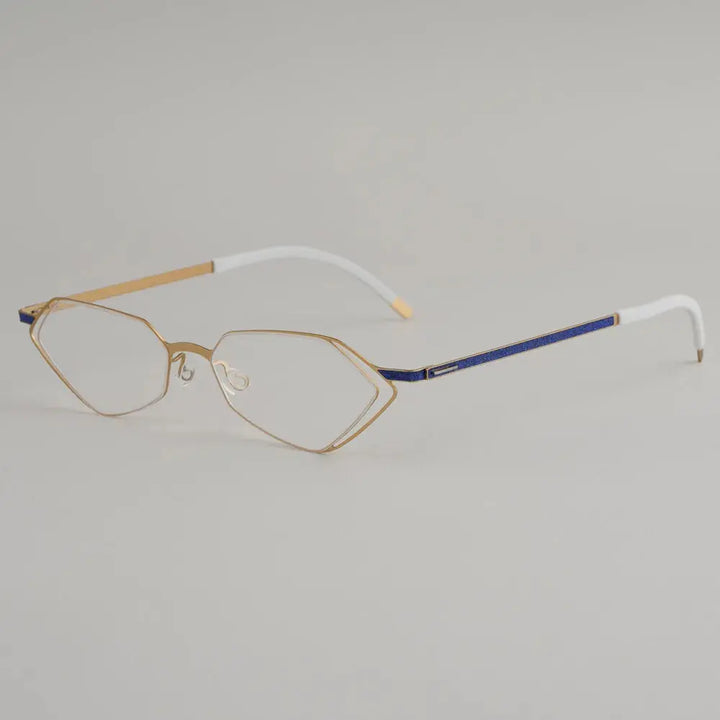Bobbie 339541 Unisex Screwless Full Rim Polygon Oval Titanium Frames FuzWeb