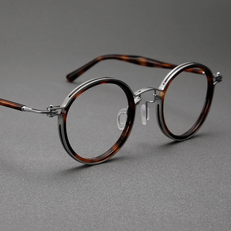 Black Mask Unisex Full Rim Big Round Titanium Acetate Eyeglasses 635862