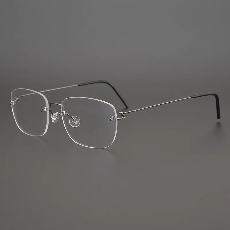 Black Mask Unisex Rimless Square Screwless Titanium Eyeglasses Ld100 Rimless Black Mask Gun Gray  