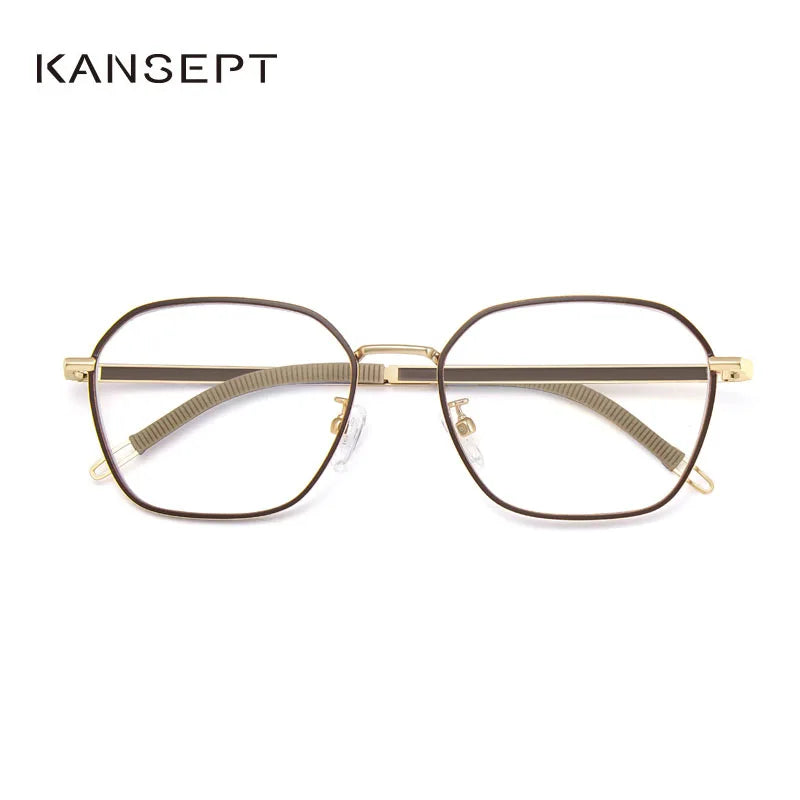 Kansept Men's Full Rim Big Polygon Stainless Steel Eyeglasses 34613 Full Rim Kansept   