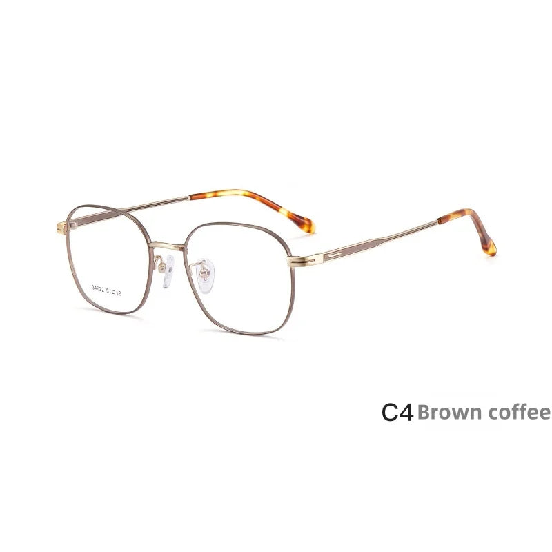 KatKani Men's Full Rim Polygon Square Alloy Eyeglasses 34622 Full Rim KatKani Eyeglasses Brown coffee  