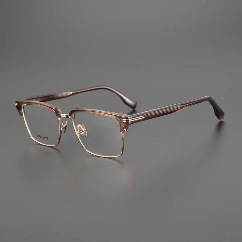 Nobler Unisex Semi Rim Square Titanium Acetate Eyeglasses 0518 Semi Rim Nobler   