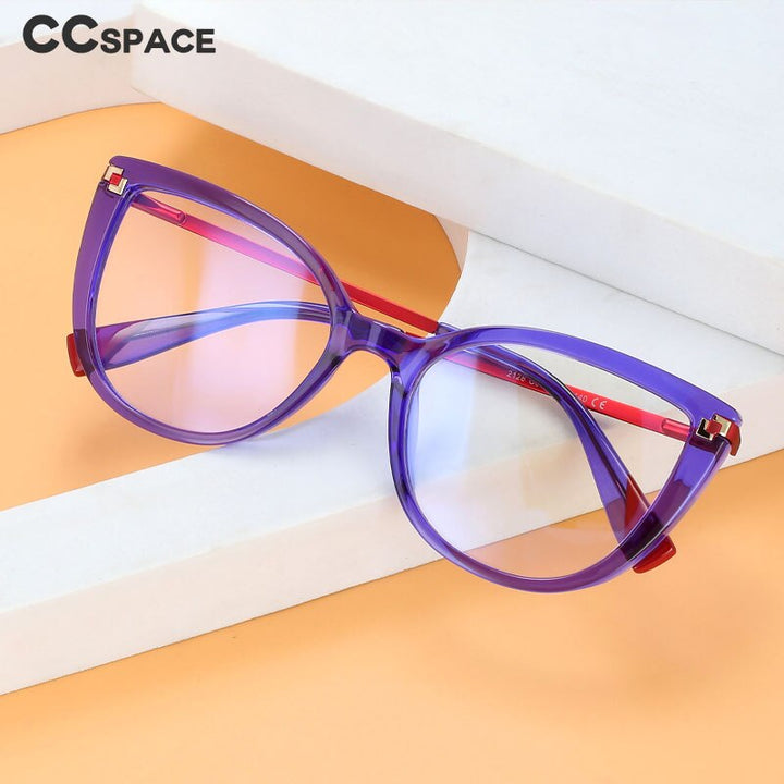 CCSpace Women's Full Rim Square Cat Eye Tr 90 Alloy Eyeglasses 56520 Full Rim CCspace   