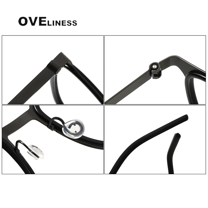 Oveliness Unisex Full Rim Square Acetate Titanium Eyeglasses O9765 Full Rim Oveliness   