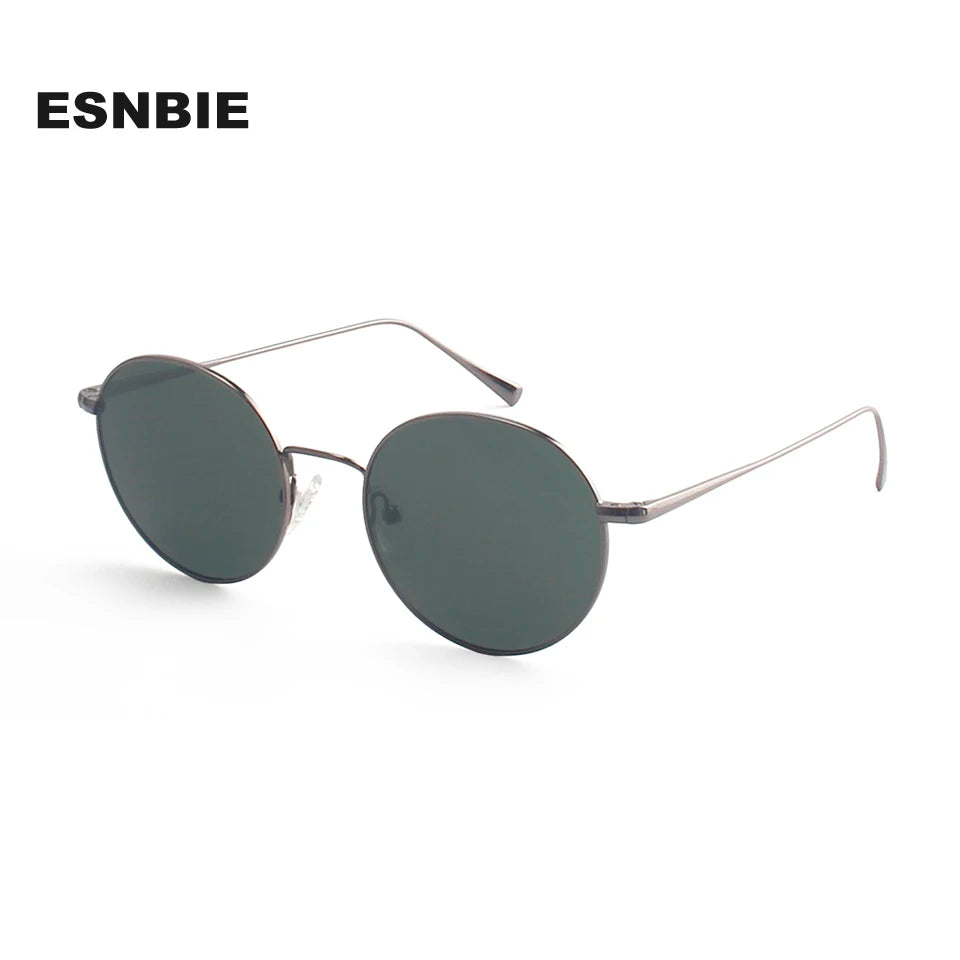 Esnbie Women's Full Rim Round Alloy Tac Polarized Sunglasses 471269