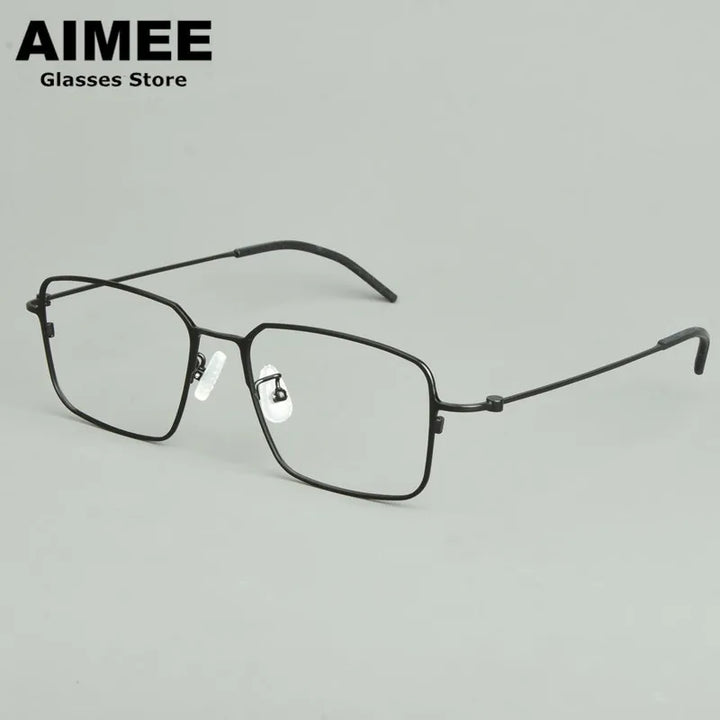 Aimee Unisex Full Rim Square Titanium Eyeglasses 15502 Full Rim Aimee Black  