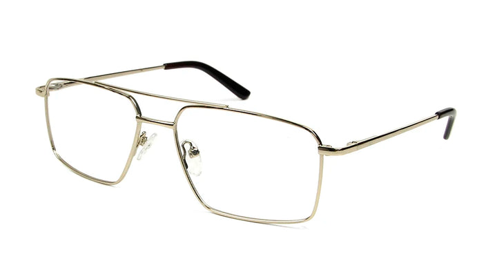 Esnbie Unisex Full Rim Square Double Bridge Alloy Eyeglasses 11361 Full Rim Esnbie MEN frame LGOLD  