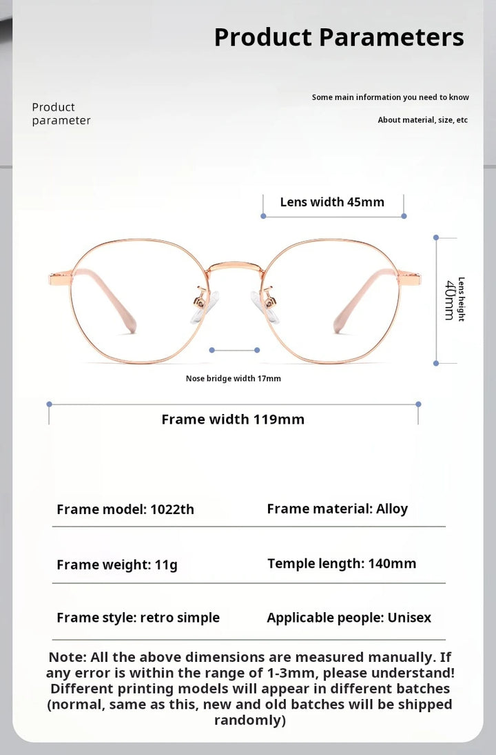 Yimaruili Youth Girl's Full Rim Oval Round Alloy Eyeglasses 10224