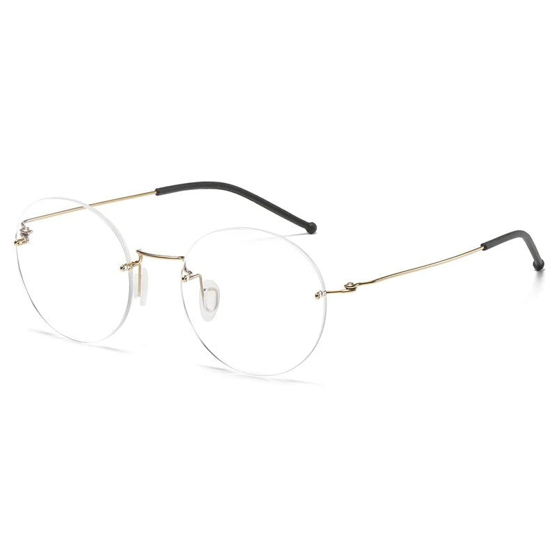 KatKani Unisex Rimless Round Titanium Eyeglasses T5936 Rimless KatKani Eyeglasses   