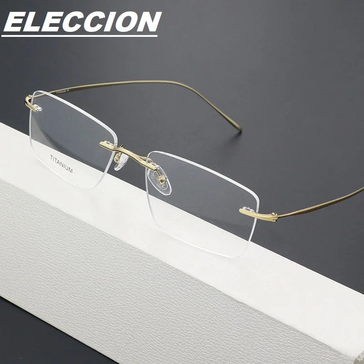 Eleccion Women's Rimless Square Titanium Eyeglasses 7082