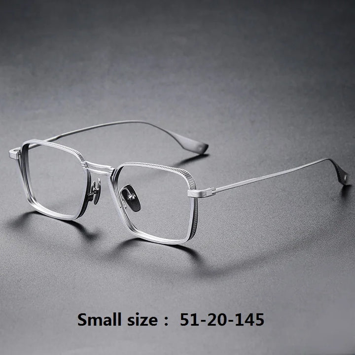 Aimee Unisex Full Rim Square Double Bridge Titanium Eyeglasses 4125 Full Rim Aimee Silver Small  