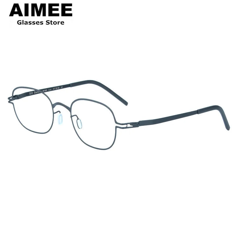 Aimee Women's Full Rim Square Oval Screwless Steel Eyeglasses 13547 Full Rim Aimee Black  