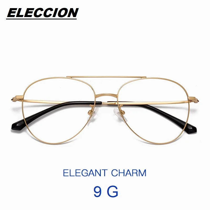 Eleccion Unisex Full Rim Oval Double Bridge Titanium Eyeglasses 95121 Full Rim Eleccion