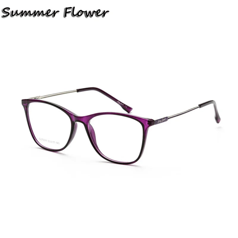 Summer Flower Women's Full Rim Square Cat Eye Tr 90 Titanium Eyeglasses 70011