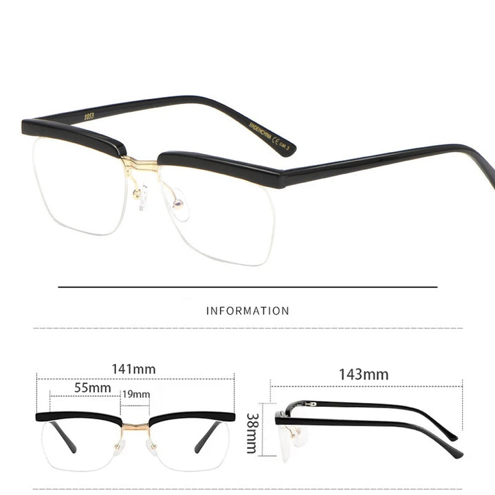 Hdcrafter th-1053 men's acetate prescription eyeglasses — view 3