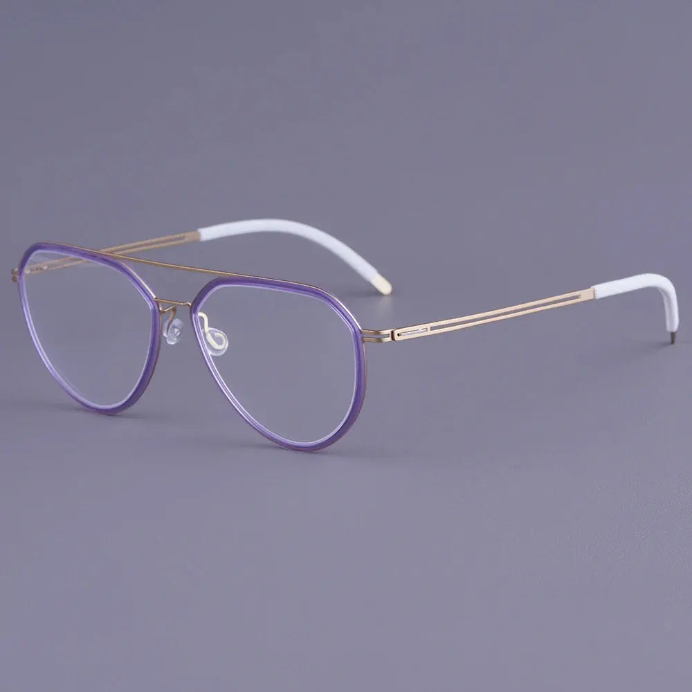 Bobbie 472841 Unisex Acetate Full Rim Oval Double Bridge Titanium Frames FuzWeb