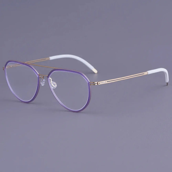 Bobbie 472841 Unisex Acetate Full Rim Oval Double Bridge Titanium Frames FuzWeb
