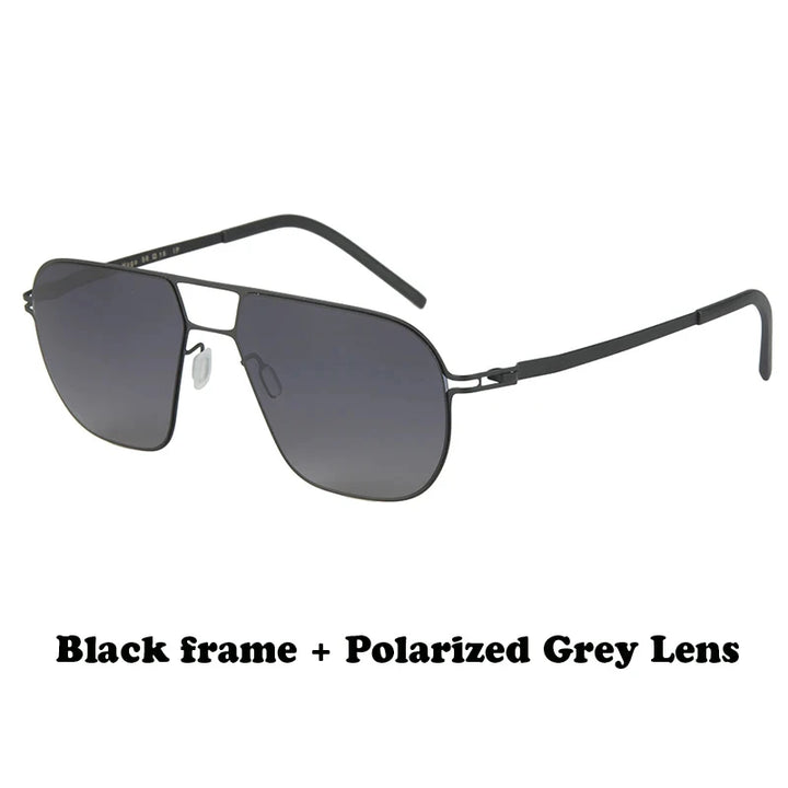 Aimee Men's Full Rim Oval Double Bridge Screwless Titanium Sunglasses 19140