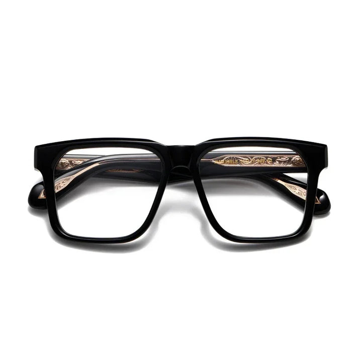Muzz Men's Full Rim Square Brow Line Thick Acetate Eyeglasses 823081