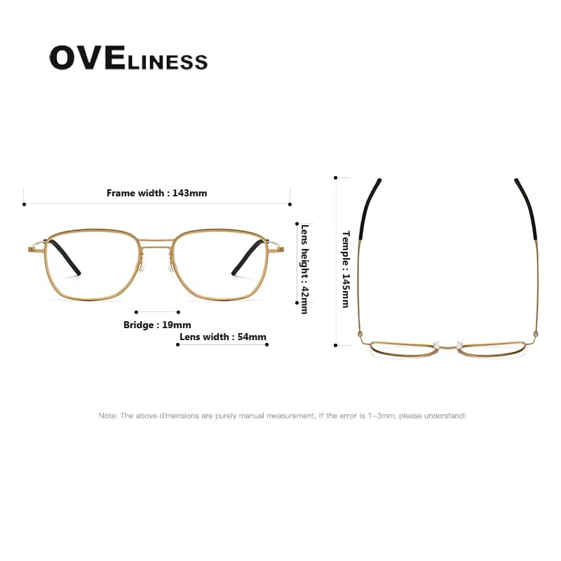 Oveliness Unisex Full Rim Square Double Bridge Titanium Eyeglasses 5524 Full Rim Oveliness   