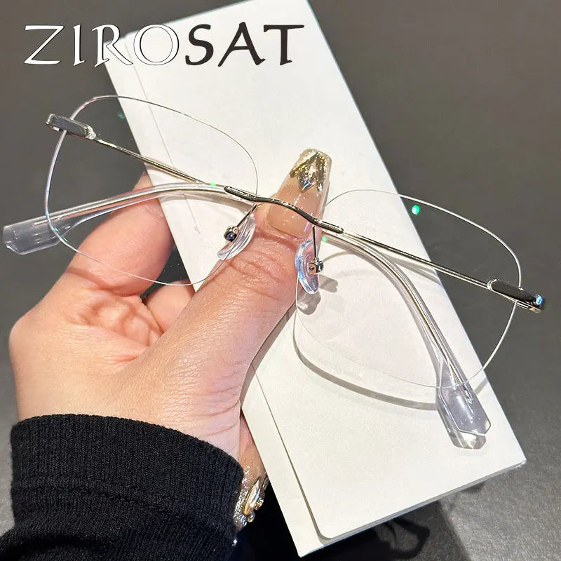 Zirosat Women's Rimless Square Alloy Eyeglasses 31315