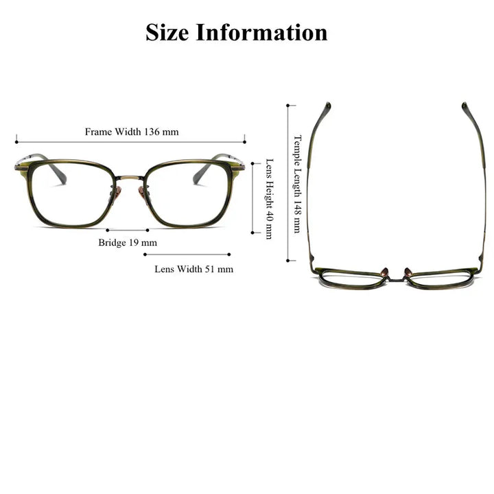 Chashma Ochki  Unisex Full Rim Square Titanium Acetate Eyeglasses 0634 Full Rim Chashma Ochki   