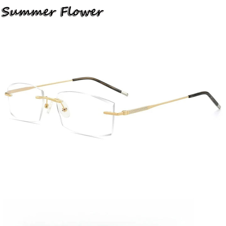 Summer Flower Men's Rimless Square Titanium Eyeglasses 369012