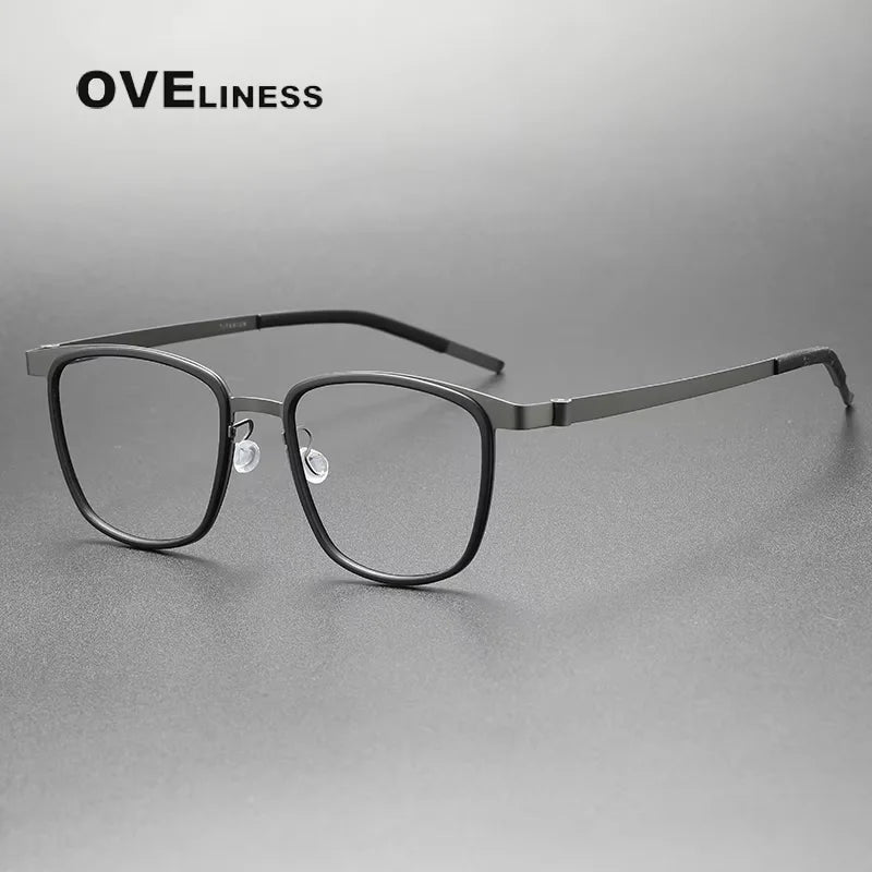 Oveliness Unisex Full Rim Square Acetate Titanium Eyeglasses 39717