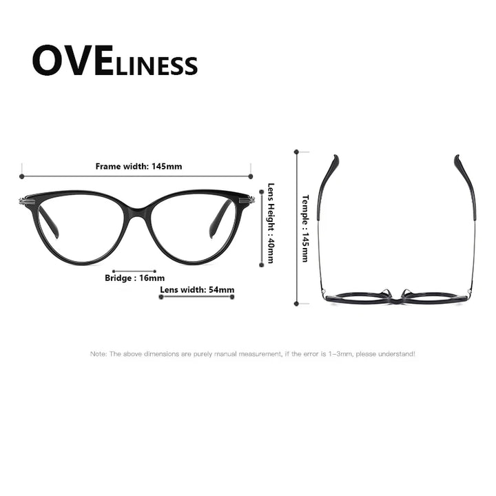 Oveliness Women's Full Rim Oval Cat Eye Acetate Titanium Eyeglasses 900001