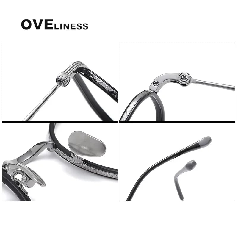 Oveliness Unisex Full Rim Square Oval Titanium Acetate Eyeglasses 8503 Full Rim Oveliness   