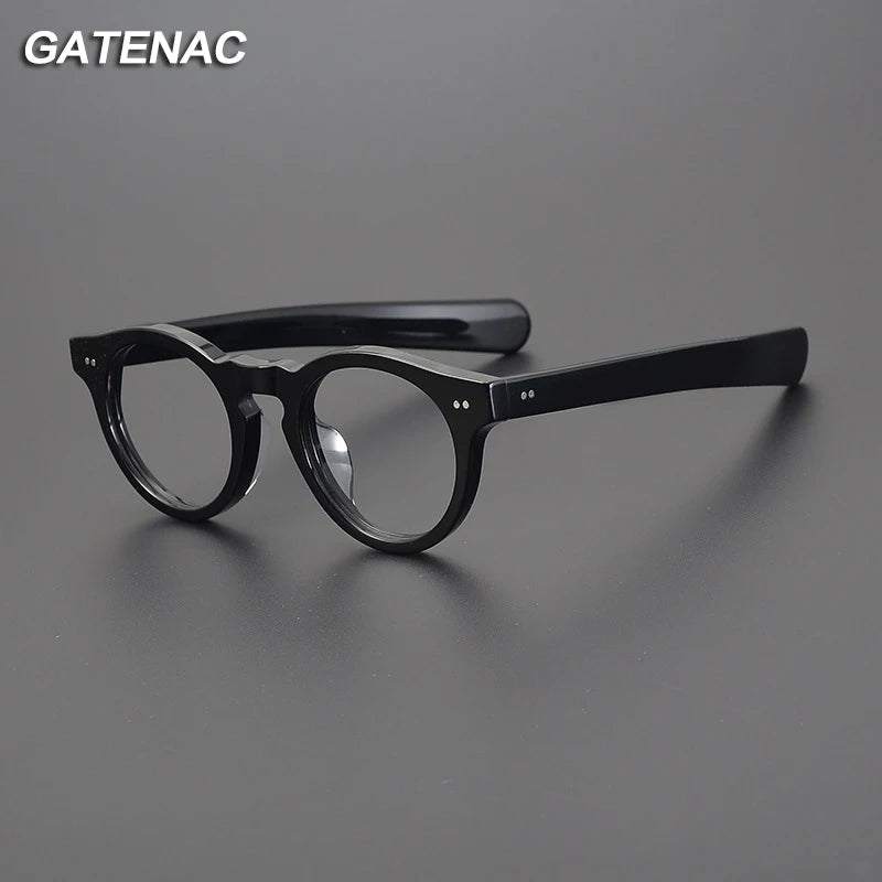 Gatenac Unisex Full Rim Round Acetate Eyeglasses Gxyj-1178 Full Rim Gatenac   