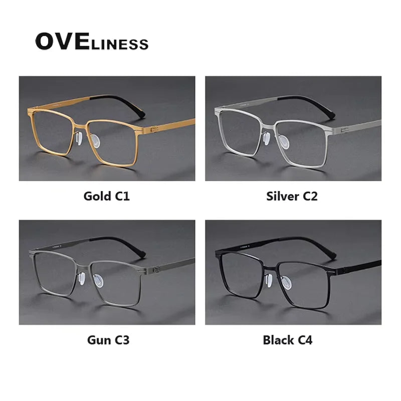 Oveliness Unisex Full Rim Square Titanium Eyeglasses 80995 Full Rim Oveliness   