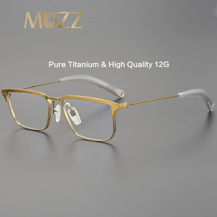 Muzz Men's Full Rim Square Titanium Acetate Eyeglasses 10131