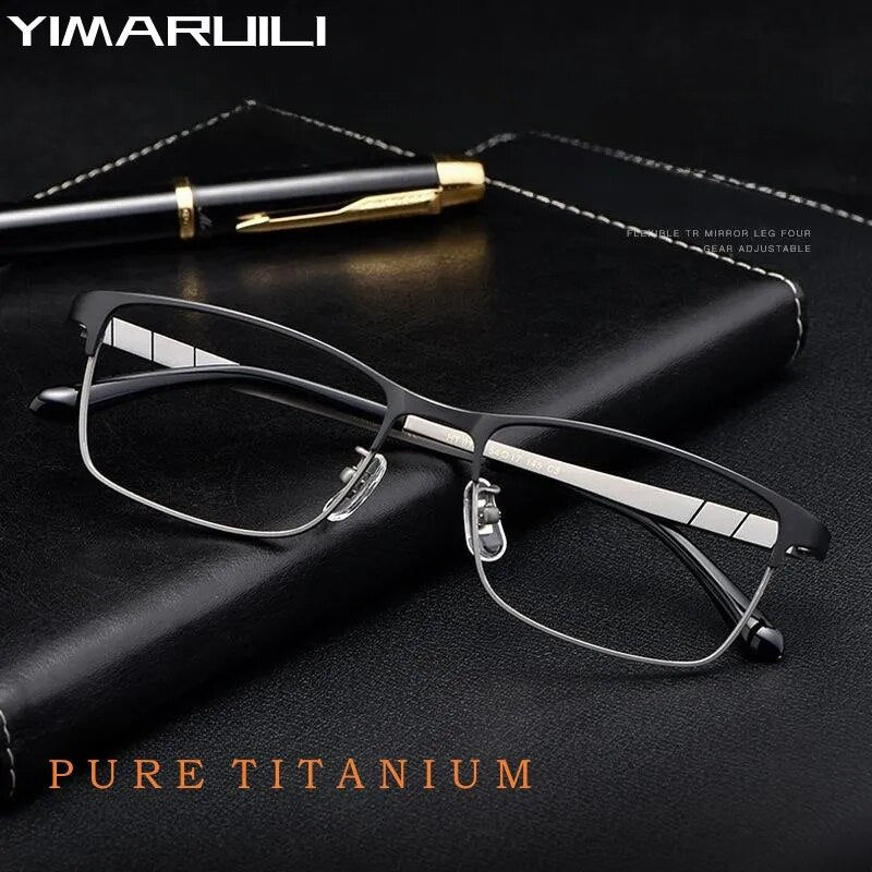 Yimaruili Men's Full Rim Square Titanium Eyeglasses Ht0137 Full Rim Yimaruili Eyeglasses   