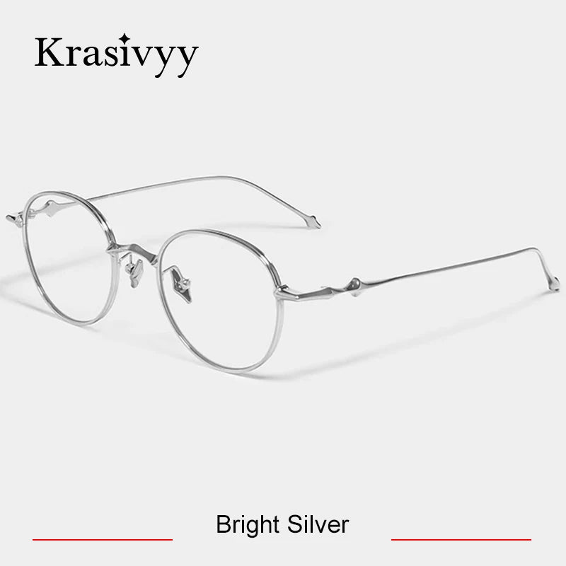 Krasivyy Unisex Full Rim Square Titanium Eyeglasses 14618 Full Rim Krasivyy Bright Silver  