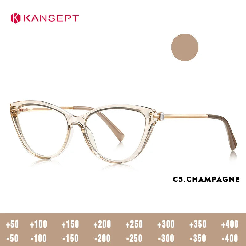 Kansept Women's Full Rim Cat Eye Tr 90 Titanium Reading Glasses 22406