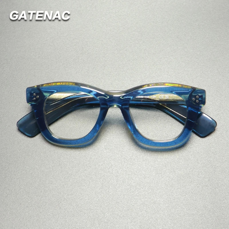 Gatenac Unisex Full Rim Square Cat Eye Thick Acetate Eyeglasses Gx1563 Full Rim Gatenac