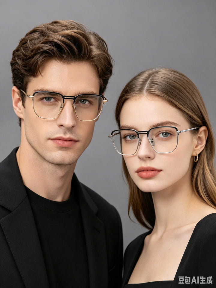Bclear Unisex Full Rim Square Titanium Eyeglasses SM-DTX-153