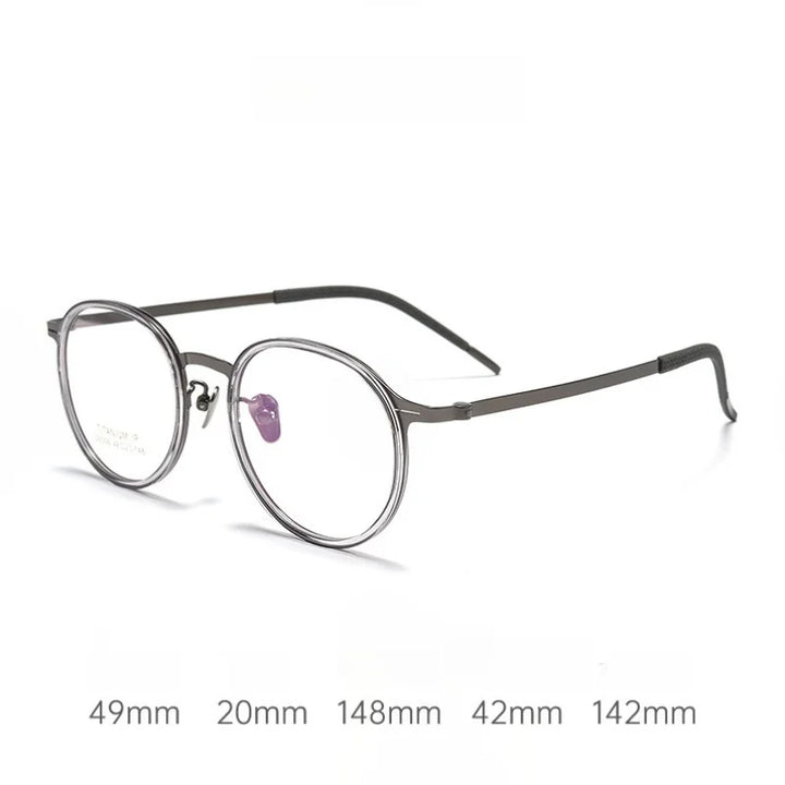 Momoja Unisex Full Rim Flat Top Round Titanium Tr 90 Eyeglasses 26061