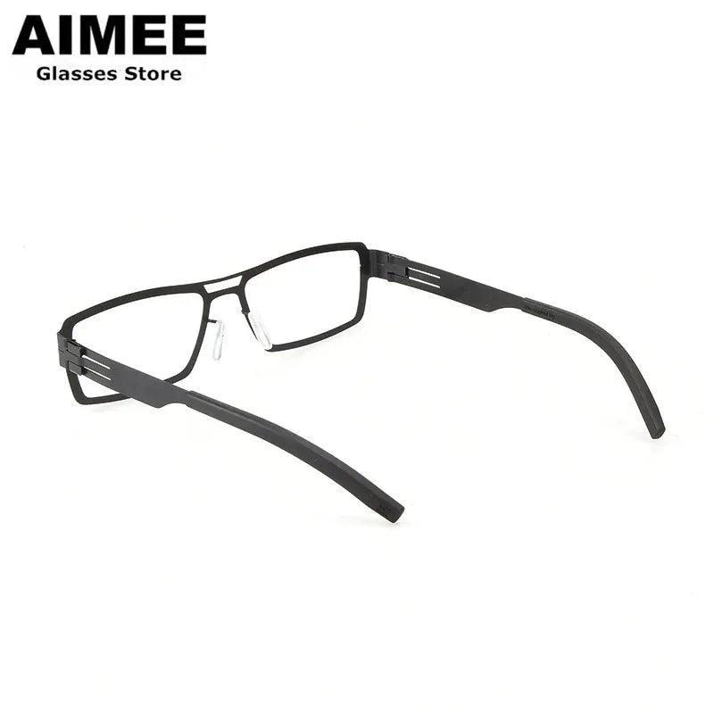 Aimee Unisex Full Rim Square Double Bridge Screwless Steel Eyeglasses 1173 Full Rim Aimee   