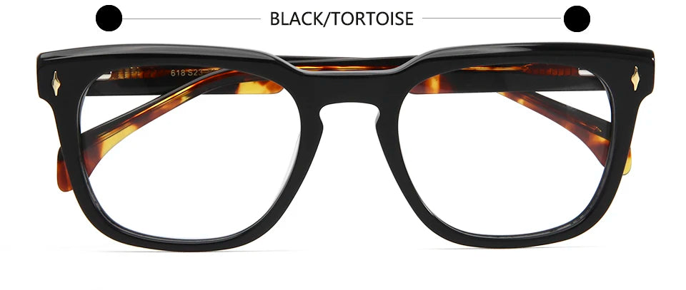 Esnbie Unisex Full Rim Square Thick Temple Acetate Eyeglasses 61823 Full Rim Esnbie Black TORTOISE  