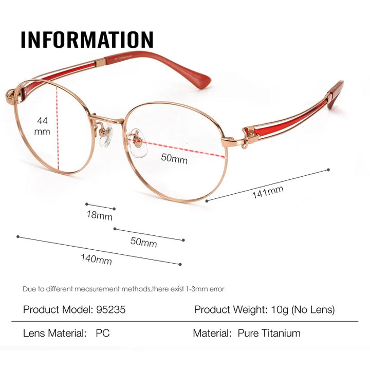 Aror Unisex Full Rim Round Titanium Eyeglasses 95235