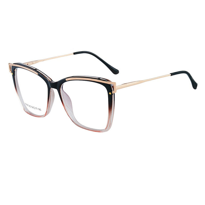 CCSpace Women's Full Rim Square Tr 90 Titanium Eyeglasses 56794 Full Rim CCspace C4BlackRed  