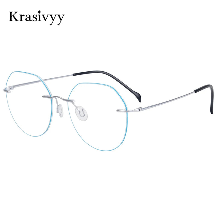Krasivyy Women's Rimless Flat Top Oval Titanium  Eyeglasses 331008