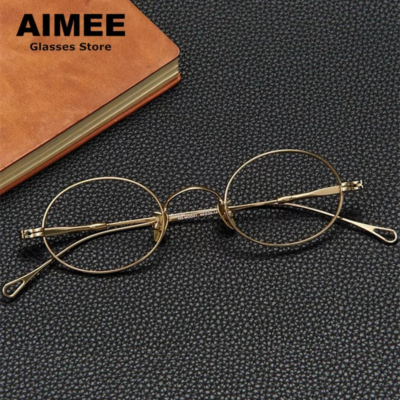 Aimee Unisex Full Rim Small Oval Round Titanium Eyeglasses 85001