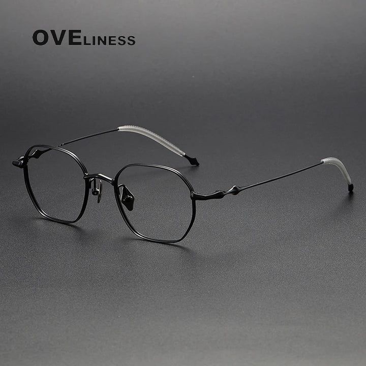 Oveliness Unisex Full Rim Polygon Titanium Eyeglasses 4220 Full Rim Oveliness black  