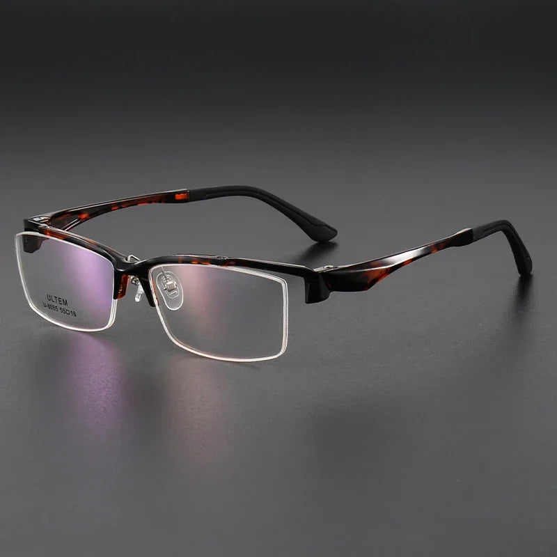 Aror Unisex Semi Rim Square Brow Line Tr 90 Titanium Eyeglasses 38085