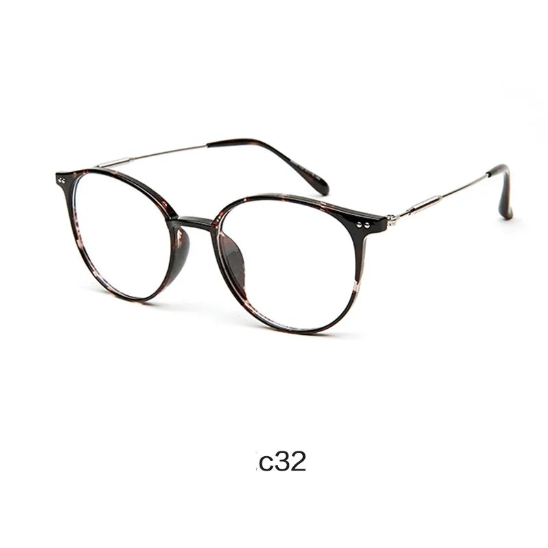 Handoer Unisex Full Rim Round Oval Alloy Acetate Eyeglasses 13819